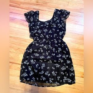 Belle du Joir women’s dress black with bows- string tie in front- size Large L